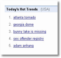 Google Hot Trends am Samstag